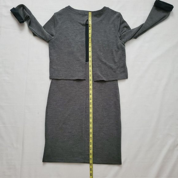 Forever 21 Women's Long Sleeve Cover-Up Style Bodycon Knit Gray Dress Size Small - Picture 10 of 13
